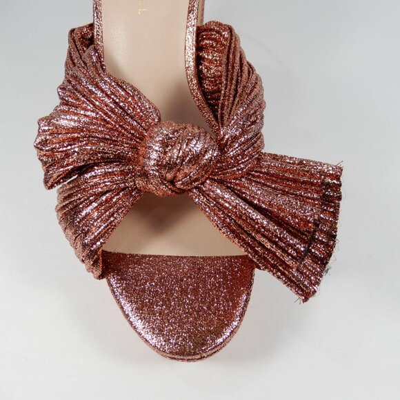 Loeffler Randall Natalia Platform Bow Heel SANDALS Size 8 Metallic Pink NEW $450 - Picture 10 of 14